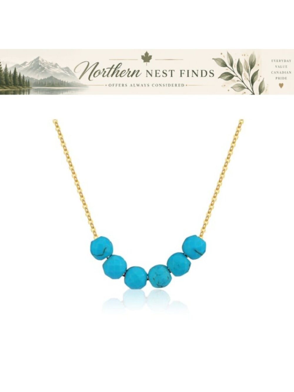 18K Gold Plated Beaded Necklace Turquoise Statement Choker Adjustable